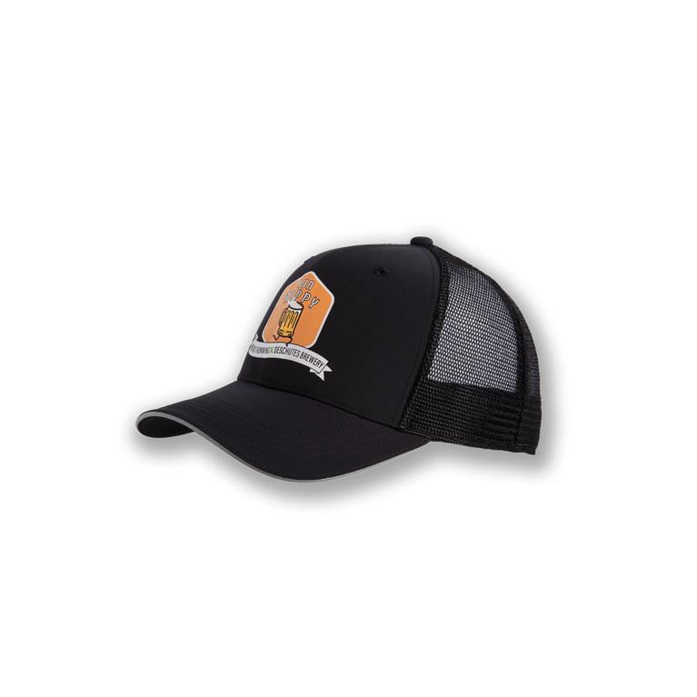 Brooks Men's Discovery Trucker Running Hat - Black/White/Green/Orange/Run Hoppy/Deschutes (RAOX48219